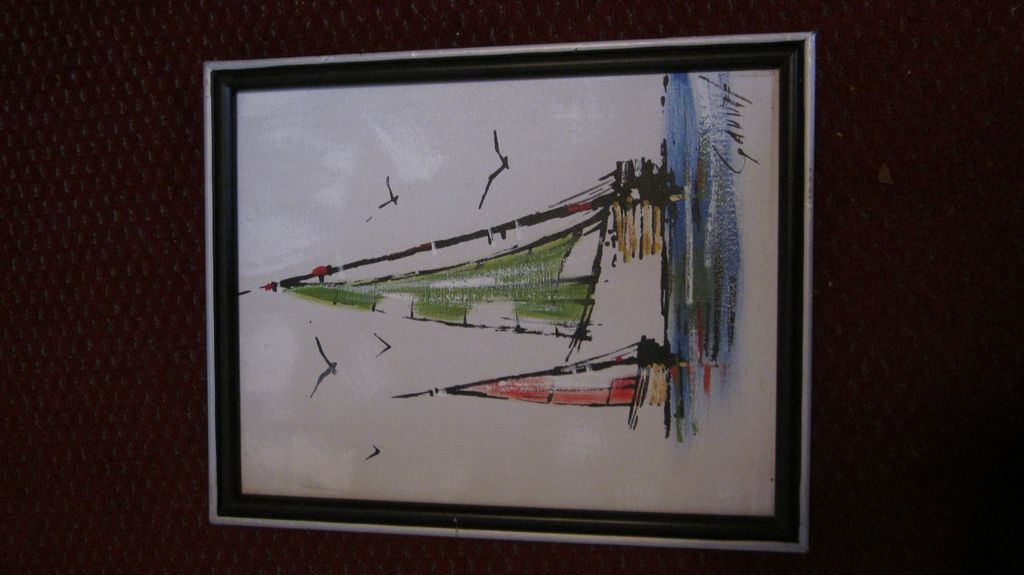 Framed Oil on Canvas Sail Boats by Gauvot Framed Oil on Canvas Sail Boats by Gauvot