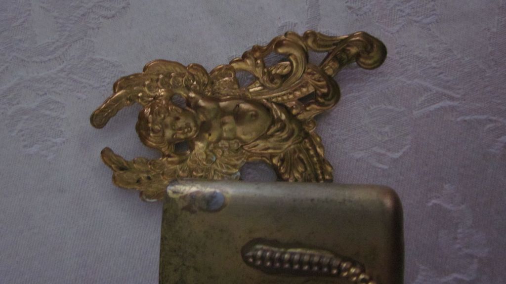 Gold Plated Tin Cherub Figural Toothpick Holder Gold Plated Tin Cherub Figural Toothpick Holder