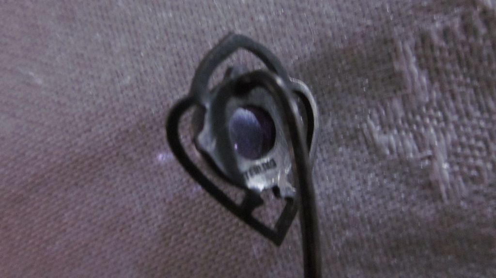 Round Amethyst Cabochon, Sterling Silver Stick Pin - Hold On Clasp Round Amethyst Cabochon, Sterling Silver Stick Pin - Hold On Clasp