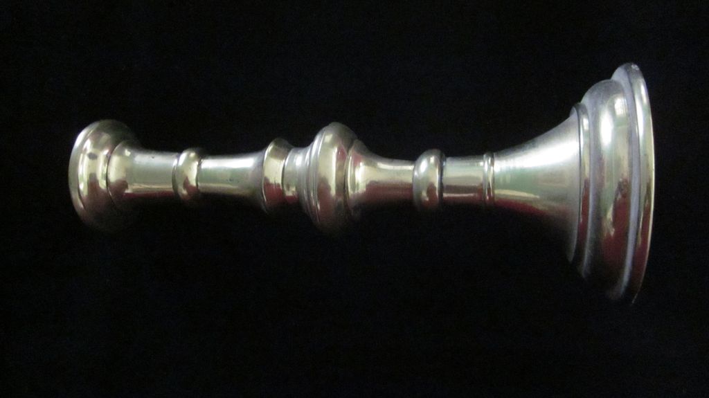 Brass Candle Stick, Turned Design, Cast, 10" Brass Candle Stick, Turned Design, Cast, 10"