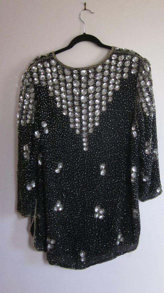 Black Silk and Sequins Judith Ann Plus Cocktail Dress/Top, 3X Black Silk and Sequins Judith Ann Plus Cocktail Dress/Top, 3X