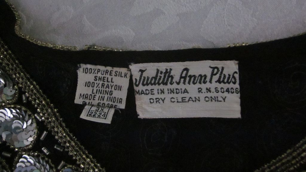 Black Silk and Sequins Judith Ann Plus Cocktail Dress/Top, 3X Black Silk and Sequins Judith Ann Plus Cocktail Dress/Top, 3X