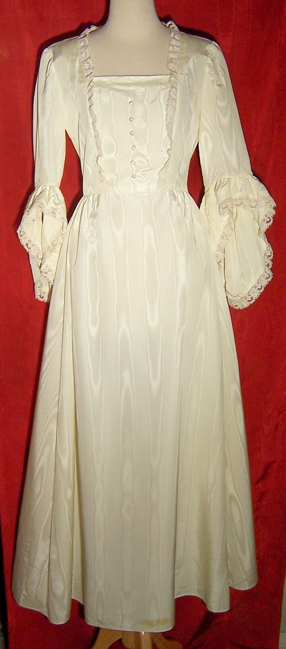 Vintage 1970's Renaissance Wedding Dress Moir Taffeta and Lace