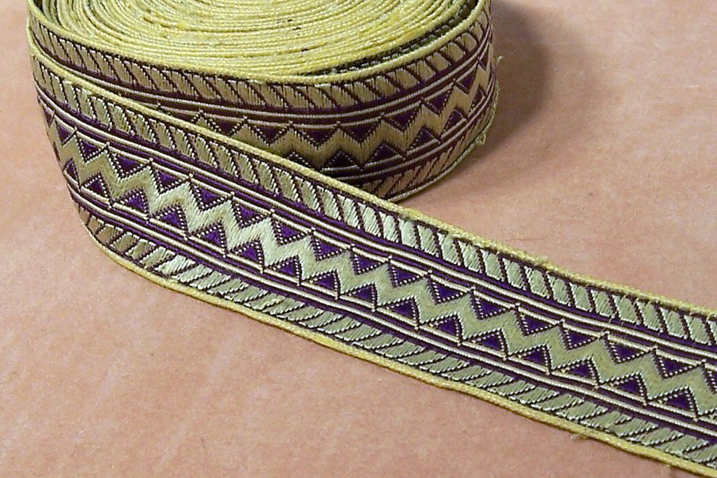 RARE Victorian Royal Purple and Gold Silk Brocade Woven Ribbon RARE Victorian Royal Purple and Gold Silk Brocade Woven Ribbon