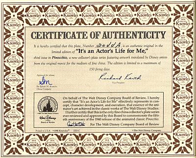1990 "Its An Actors Life For Me" Limited Edition Plate 1990 "Its An Actors Life For Me" Limited Edition Plate