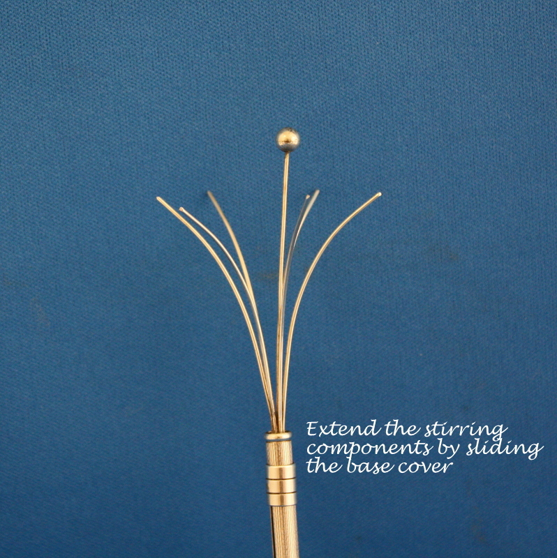 Stirrers in sterling silver which open for the ultimate stir Stirrers in sterling silver which open for the ultimate stir