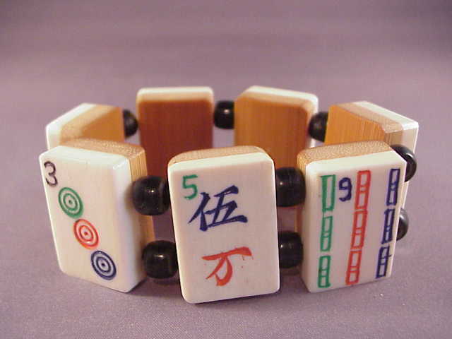 Funky Vintage Mah Jong Bracelet/Bone/Wood Funky Vintage Mah Jong Bracelet/Bone/Wood