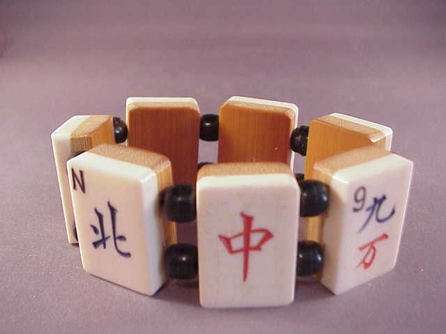 Funky Vintage Mah Jong Bracelet/Bone/Wood Funky Vintage Mah Jong Bracelet/Bone/Wood
