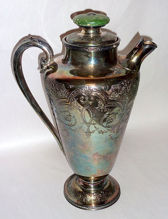 Rare Antique Wilcox PAISLEY Silver Plate Cocktail Shaker with Cork Lid Rare Antique Wilcox PAISLEY Silver Plate Cocktail Shaker with Cork Lid