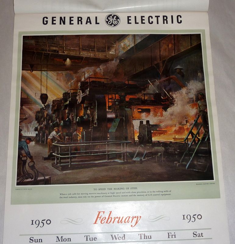 Vintage 1950 General Electric 30" Advertising Wall Calendar 12 pages Vintage 1950 General Electric 30" Advertising Wall Calendar 12 pages