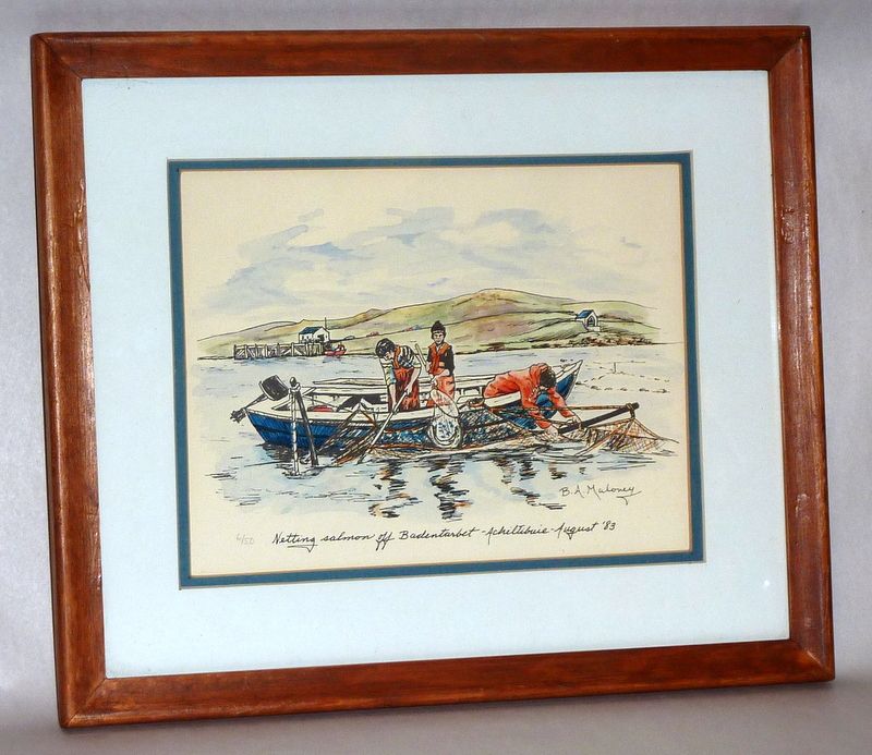 Netting Salmon - B. Maloney - The Wee Mad Road - Achiltibuie - Print 6/50 Netting Salmon - B. Maloney - The Wee Mad Road - Achiltibuie - Print 6/50