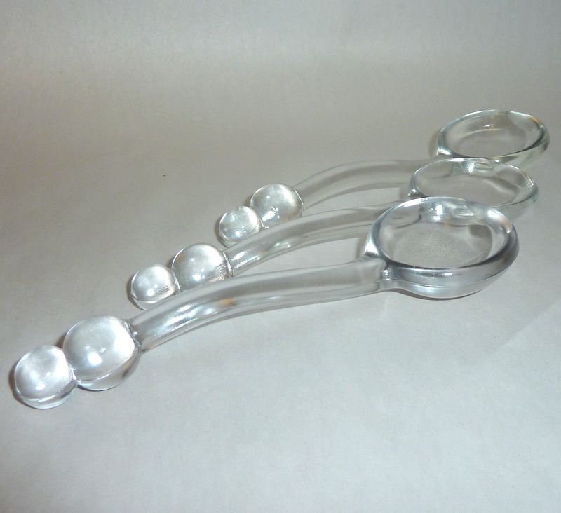 Three 1940's Clear Glass Candlewick Mayonnaise / Condiment 6" Spoons Three 1940's Clear Glass Candlewick Mayonnaise / Condiment 6" Spoons