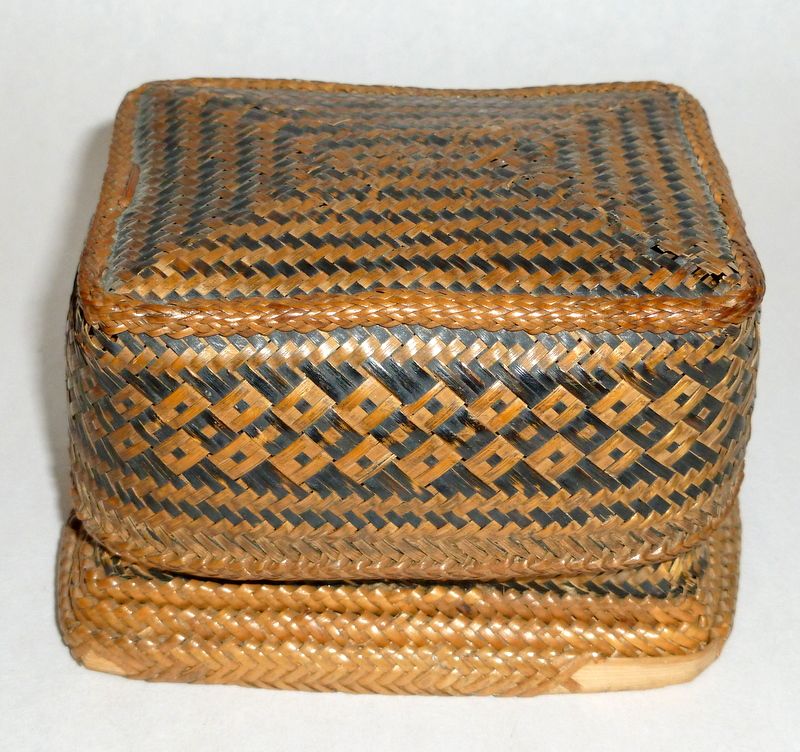 Rare Antique Native Woven Three Tier 4" Basket Container Box Philippine Islands Rare Antique Native Woven Three Tier 4" Basket Container Box Philippine Islands