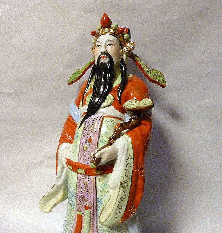 Vintage Hand painted Porcelain 18" tall Chinese Household Good Luck Lu Vintage Hand painted Porcelain 18" tall Chinese Household Good Luck Lu
