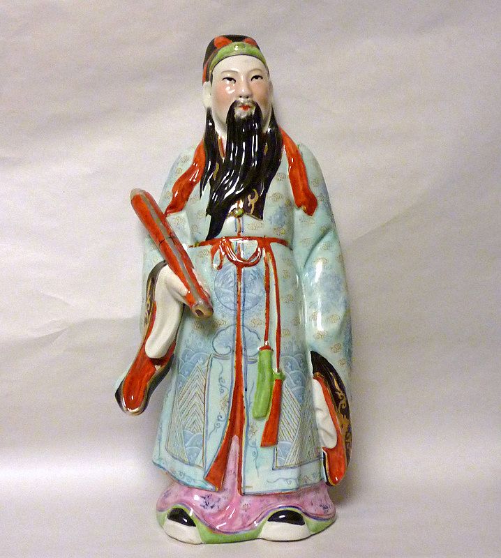 Vintage Large 18" Porcelain Chinese Household god Happiness Fu Vintage Large 18" Porcelain Chinese Household god Happiness Fu