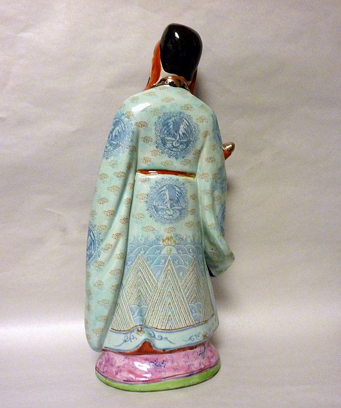 Vintage Large 18" Porcelain Chinese Household god Happiness Fu Vintage Large 18" Porcelain Chinese Household god Happiness Fu
