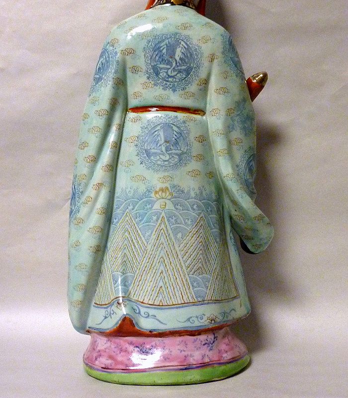 Vintage Large 18" Porcelain Chinese Household god Happiness Fu Vintage Large 18" Porcelain Chinese Household god Happiness Fu