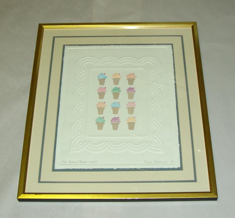 J. Billman Ice Cream Cones Embossed Print 6/250 Nursery Child's Room J. Billman Ice Cream Cones Embossed Print 6/250 Nursery Child's Room