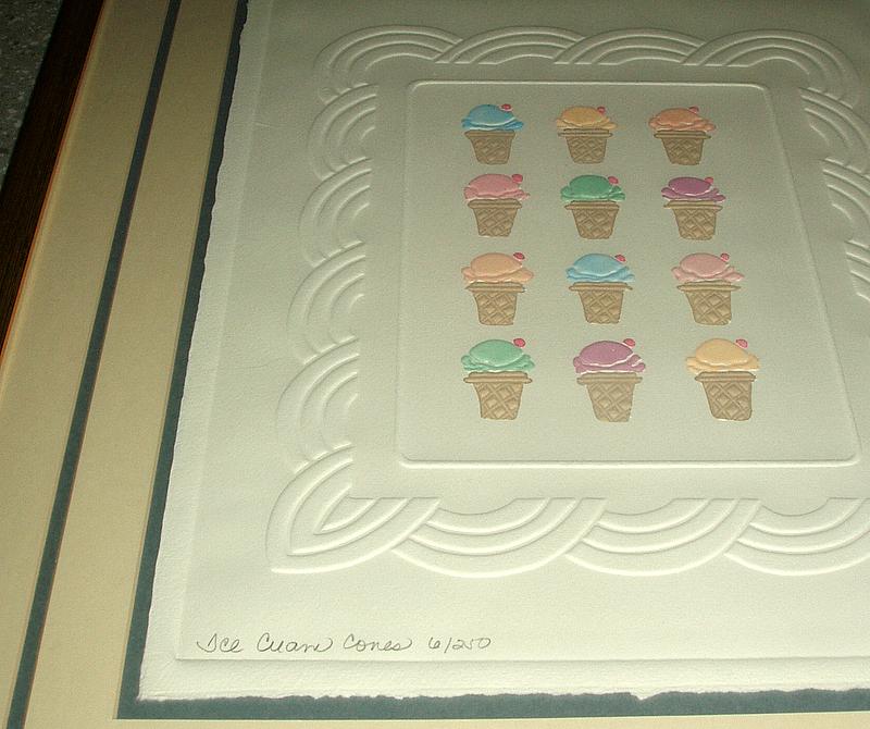 J. Billman Ice Cream Cones Embossed Print 6/250 Nursery Child's Room J. Billman Ice Cream Cones Embossed Print 6/250 Nursery Child's Room