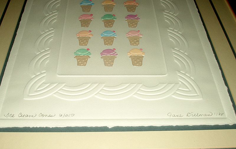 J. Billman Ice Cream Cones Embossed Print 6/250 Nursery Child's Room J. Billman Ice Cream Cones Embossed Print 6/250 Nursery Child's Room