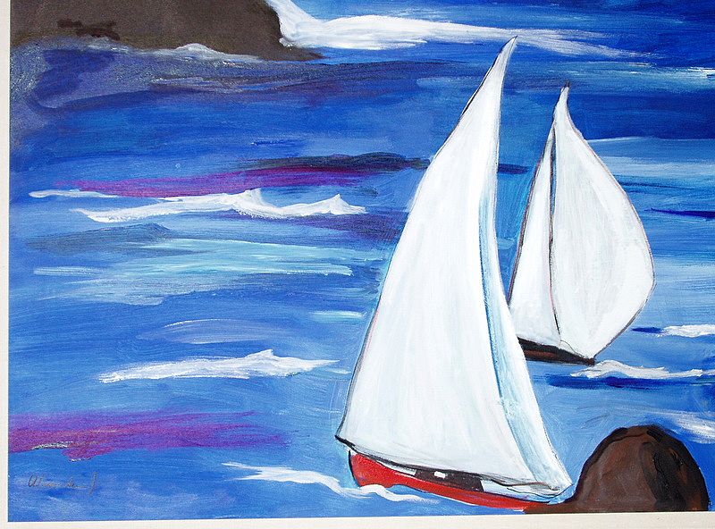 THE SWEDISH REGATTA Alexandra Jacobs 54" Framed Original Oil Painting THE SWEDISH REGATTA Alexandra Jacobs 54" Framed Original Oil Painting