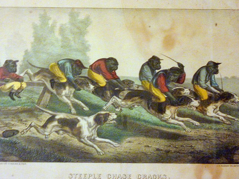 Antique Currier & Ives Sporting Print - Steeple Chase Cracks, Monkeys & Dogs Antique Currier & Ives Sporting Print - Steeple Chase Cracks, Monkeys & Dogs