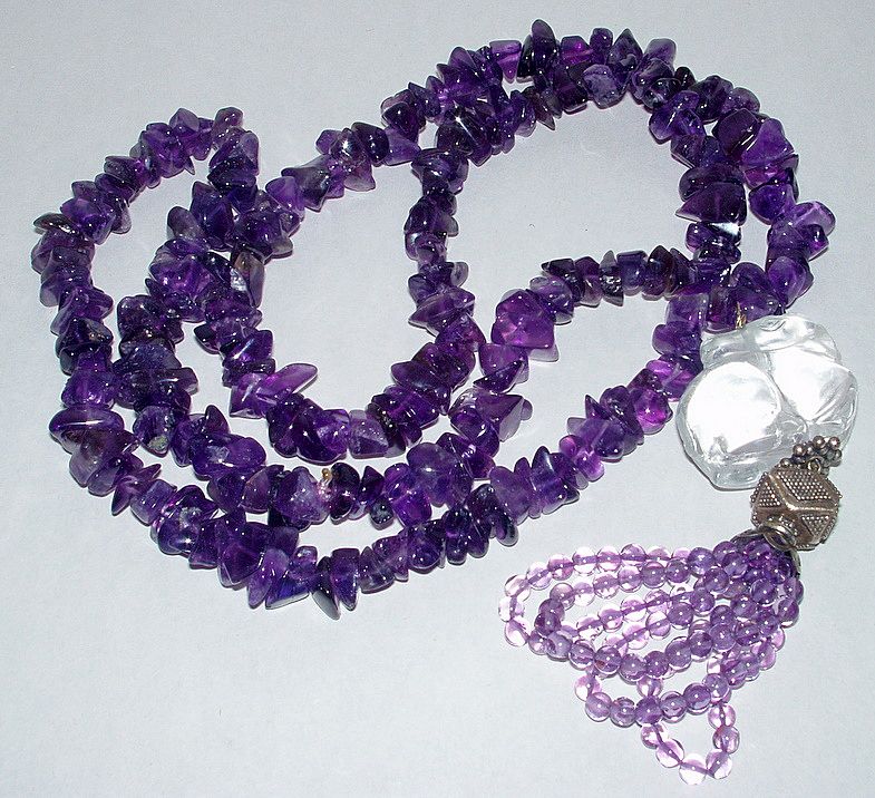 Amethyst Necklace w Carved Crystal Sleeping Horse Pendant Amethyst Necklace w Carved Crystal Sleeping Horse Pendant