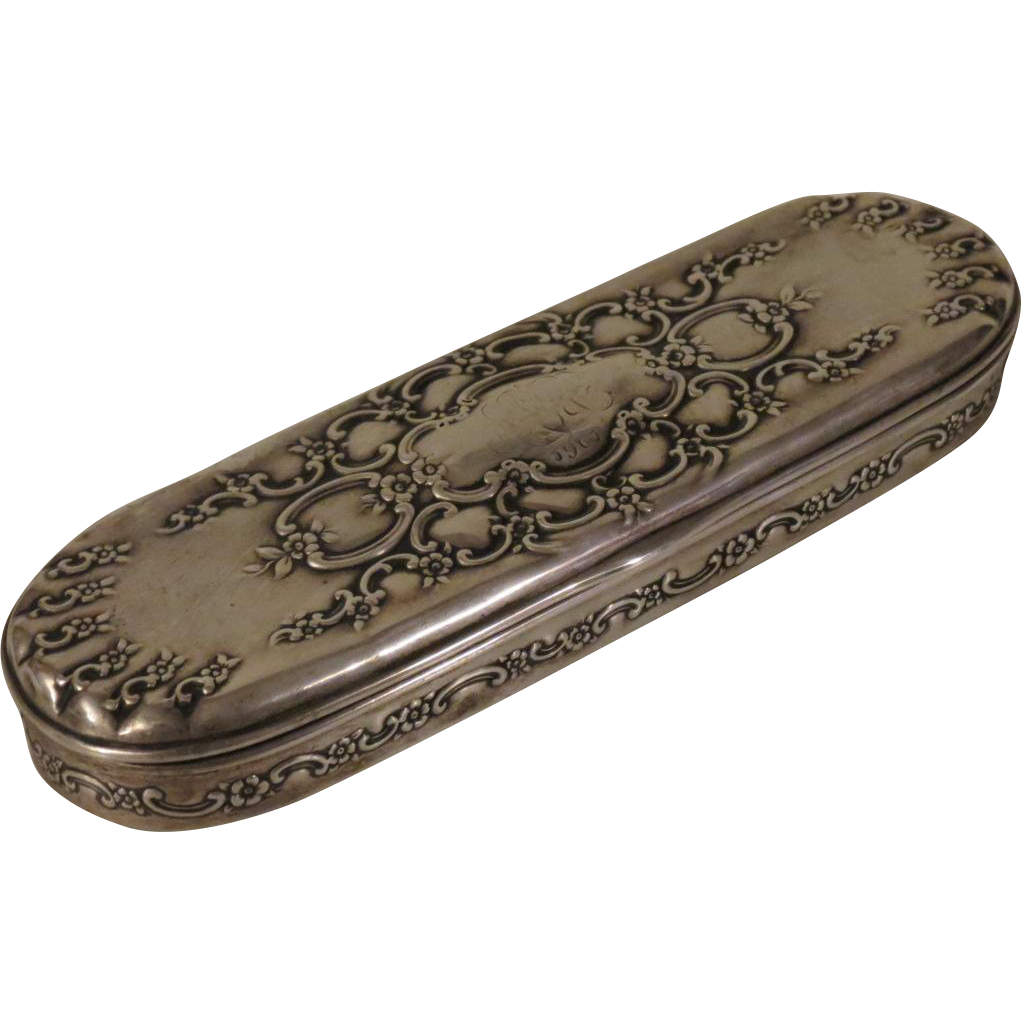 Antique Tiffany Sterling Silver Oblong Dresser Box Antique Tiffany Sterling Silver Oblong Dresser Box