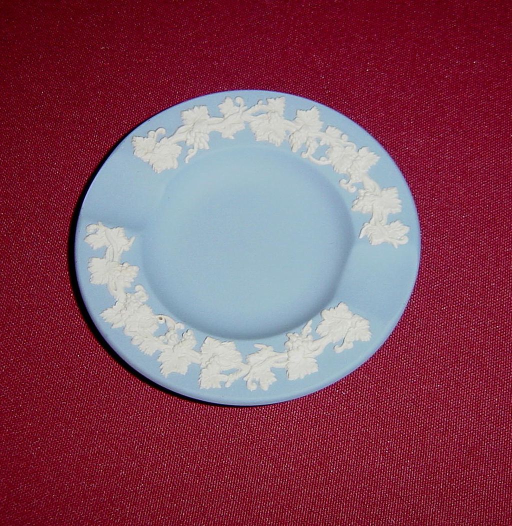 Wedgwood Blue Jasperware Ashtray with Grape Vines Wedgwood Blue Jasperware Ashtray with Grape Vines