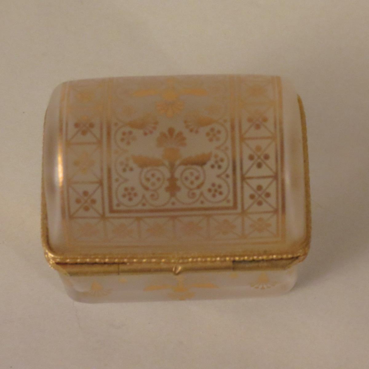 Estee Lauder Frosted Glass and Gold Chest Keepsake Perfume Trinket Box Estee Lauder Frosted Glass and Gold Chest Keepsake Perfume Trinket Box