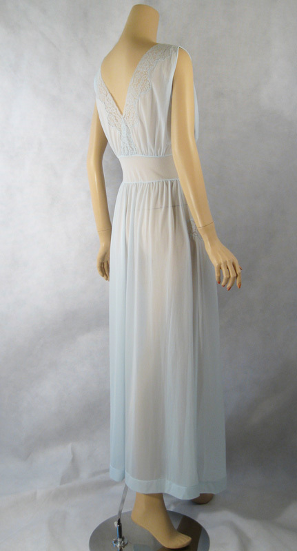 Vintage 1950s 50s Nightgown Pale Blue Sheer Nylon Van Raalte Negligee Sz 32 B36 W25 Vintage 1950s 50s Nightgown Pale Blue Sheer Nylon Van Raalte Negligee Sz 32 B36 W25