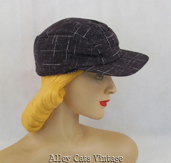 Vintage 1940s 40s Hat Wool Retro Fabric Ski Skiiing Cap NOS Sz 6 3/4 Vintage 1940s 40s Hat Wool Retro Fabric Ski Skiiing Cap NOS Sz 6 3/4