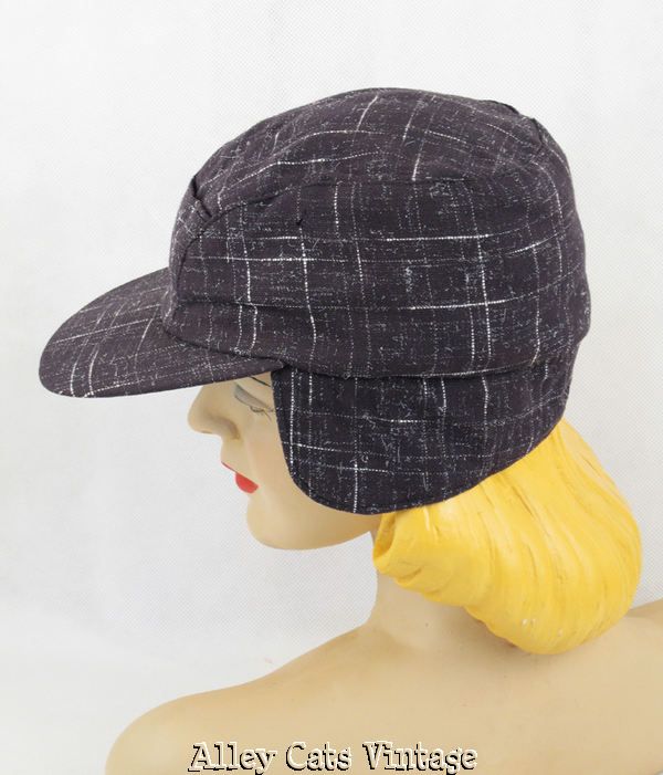 Vintage 1940s 40s Hat Wool Retro Fabric Ski Skiiing Cap NOS Sz 6 3/4 Vintage 1940s 40s Hat Wool Retro Fabric Ski Skiiing Cap NOS Sz 6 3/4