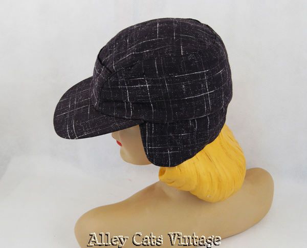 Vintage 1940s 40s Hat Wool Retro Fabric Ski Skiiing Cap NOS Sz 6 3/4 Vintage 1940s 40s Hat Wool Retro Fabric Ski Skiiing Cap NOS Sz 6 3/4