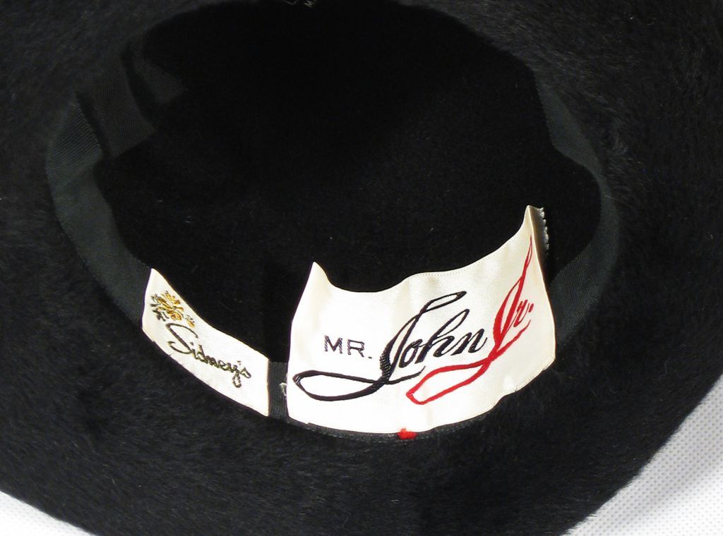 Vintage Hat Black Faux Fur Fedora by Mr John Classic Sz 22 Vintage Hat Black Faux Fur Fedora by Mr John Classic Sz 22
