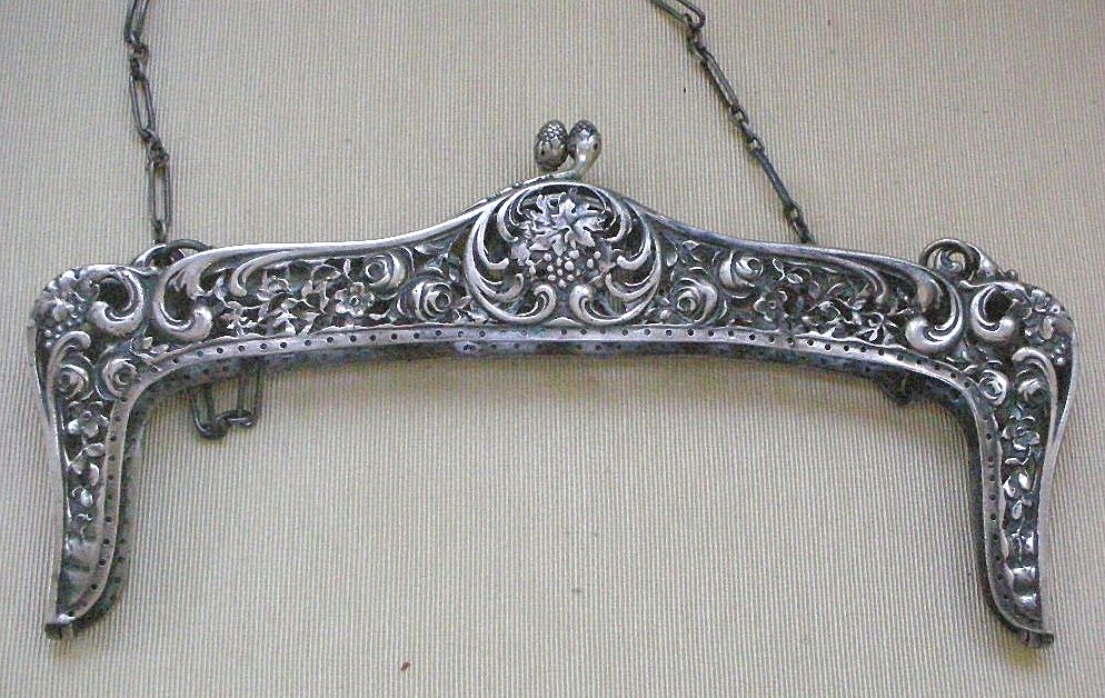 RARE Art Nouveau Sterling Silver Purse Frame Early 1900's RARE Art Nouveau Sterling Silver Purse Frame Early 1900's