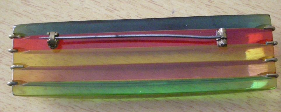 Awesome Art Deco Bakelite Pin 5 Colors Stripes Awesome Art Deco Bakelite Pin 5 Colors Stripes