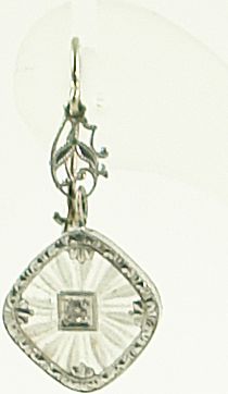 Vintage Transitional 10 Karat White Gold Camphor Glass Demi-Parure Vintage Transitional 10 Karat White Gold Camphor Glass Demi-Parure