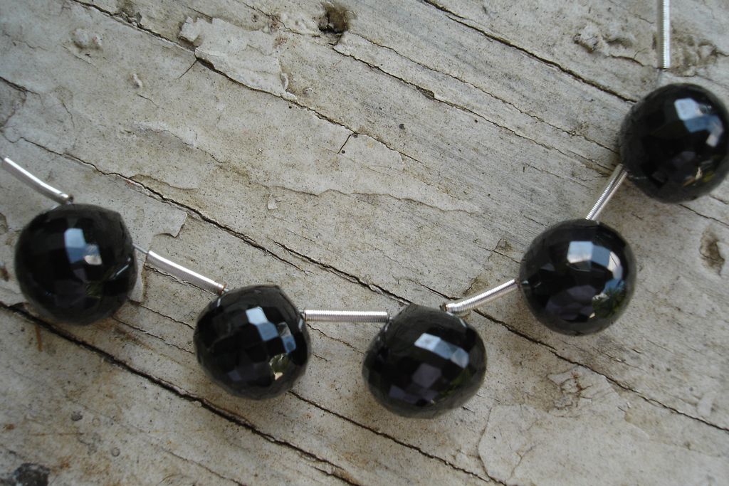Black Spinel Multi-Faceted Onion Briolette - 2 pieces - 10mm Black Spinel Multi-Faceted Onion Briolette - 2 pieces - 10mm
