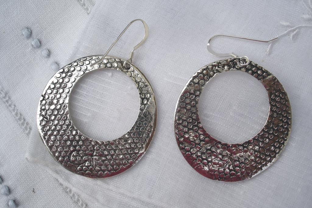 Handcrafted Fine Silver Hoop Dangle Earrings Handcrafted Fine Silver Hoop Dangle Earrings