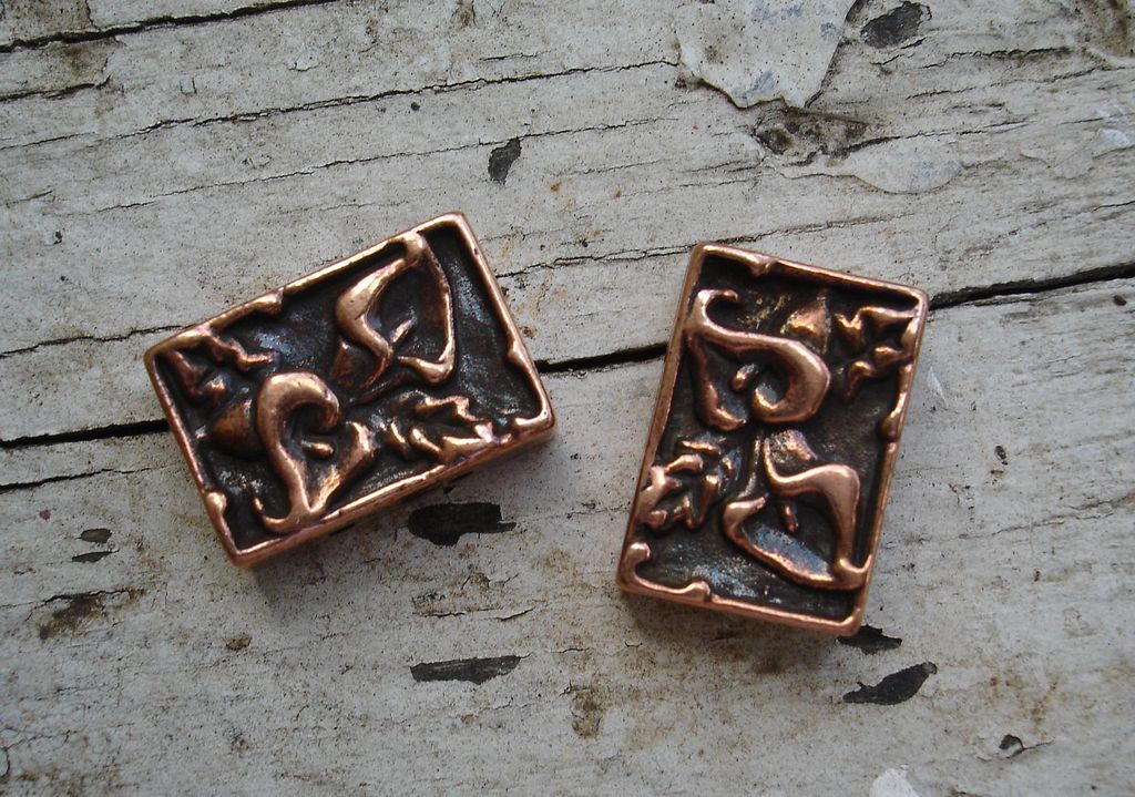 Rose Copper Bead Spacer - Calla Lilies - 2 hole - 2 pieces Rose Copper Bead Spacer - Calla Lilies - 2 hole - 2 pieces