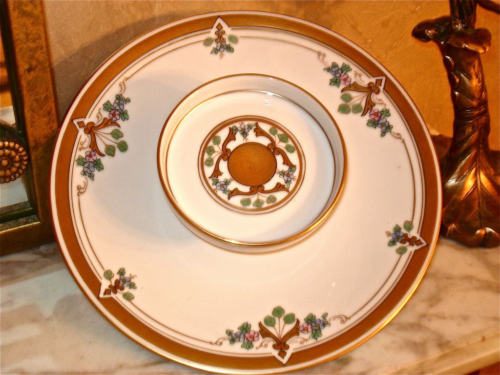 Pickard Art Nouveau Attached Serving Tray and Compote Pickard Art Nouveau Attached Serving Tray and Compote
