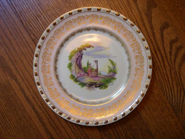 Hand Painted Ahrenfeldt Limoges Scenic/Portrait Plate Artist Signed "Mireille" Hand Painted Ahrenfeldt Limoges Scenic/Portrait Plate Artist Signed "Mireille"