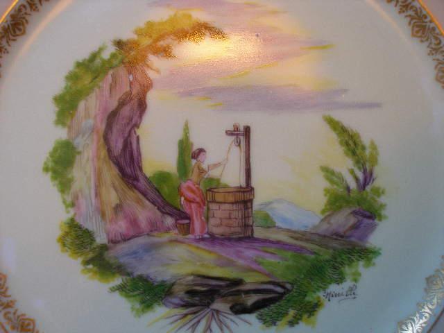 Hand Painted Ahrenfeldt Limoges Scenic/Portrait Plate Artist Signed "Mireille" Hand Painted Ahrenfeldt Limoges Scenic/Portrait Plate Artist Signed "Mireille"