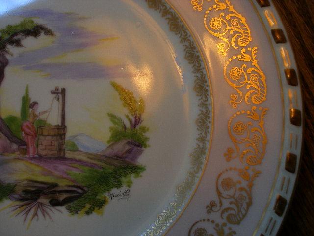 Hand Painted Ahrenfeldt Limoges Scenic/Portrait Plate Artist Signed "Mireille" Hand Painted Ahrenfeldt Limoges Scenic/Portrait Plate Artist Signed "Mireille"
