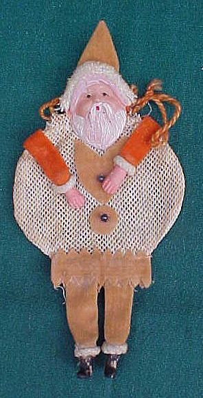 Celluloid Santa W/Net Body Christmas Candy Container Celluloid Santa W/Net Body Christmas Candy Container