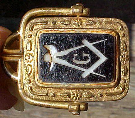 Exceptional Victorian Swivel Fob W/Enamel Mason's Insignia Exceptional Victorian Swivel Fob W/Enamel Mason's Insignia
