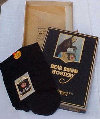 Bear Brand Hosiery Store Box With Black Silk Hose Bear Brand Hosiery Store Box With Black Silk Hose
