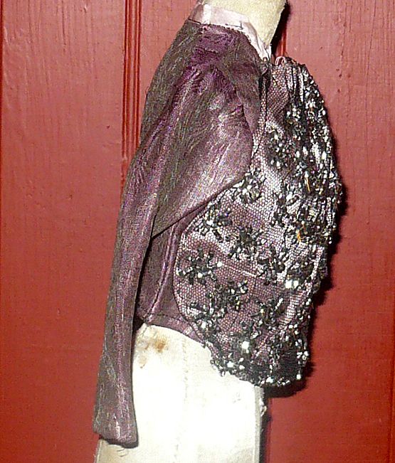 French Fashion Amethyst Glazed Linen Bodice Gun Metal Beads French Fashion Amethyst Glazed Linen Bodice Gun Metal Beads