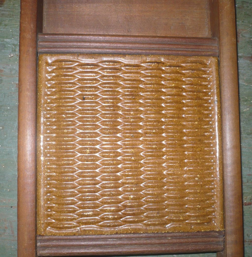 19th Century Child Size Scrub Board Rockingham Insert 19th Century Child Size Scrub Board Rockingham Insert